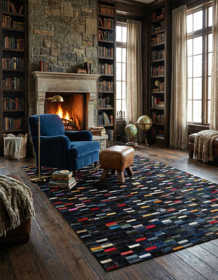 Detail image of  5' 2 x 7' 11 Cowhide - Patchwork Rug