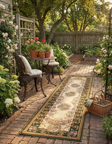 2' 7 x 12' Easy-Clean Traditional Indoor / Outdoor Runner Rug