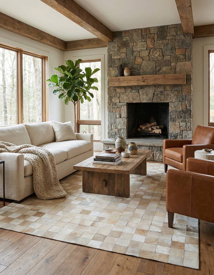 Detail image of 4' 11 x 7' 11 Cowhide Stocks Rug