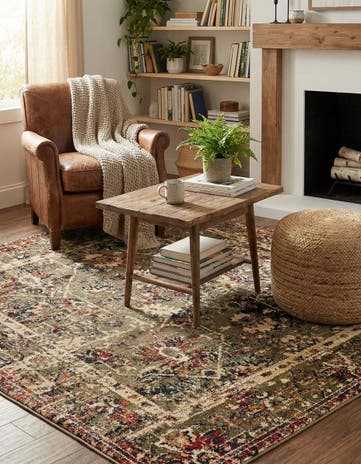 Green Saturn Square Rug