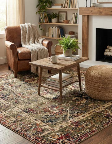 Green Saturn Square Rug