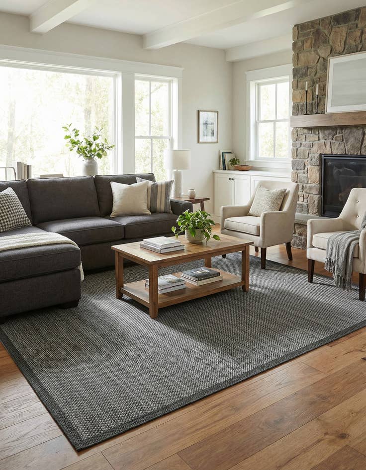 Detail image of 9' x 12' Easy-Clean Border Indoor / Outdoor Rug