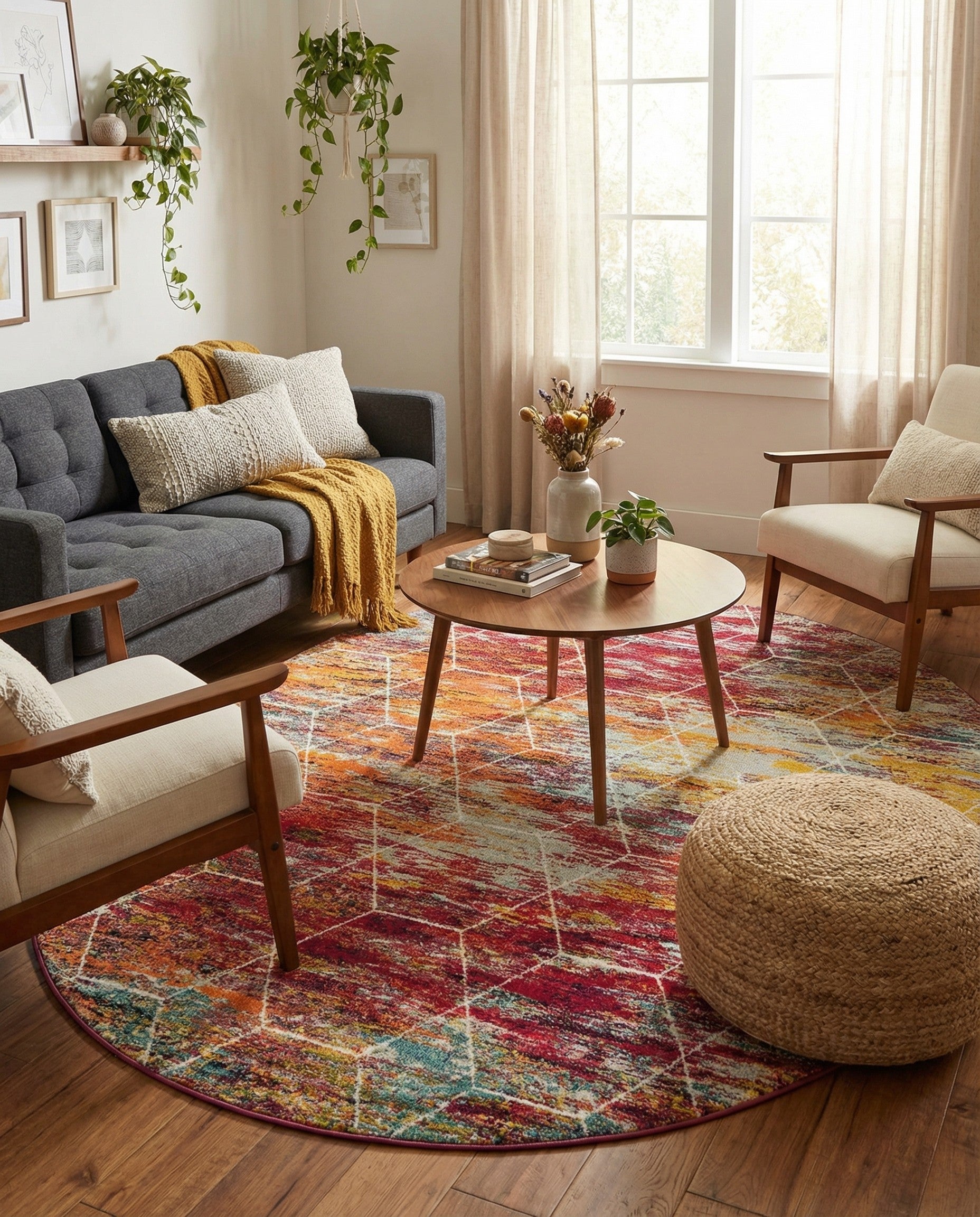  7' 10 x 10' Lattice Frieze Oval Rug