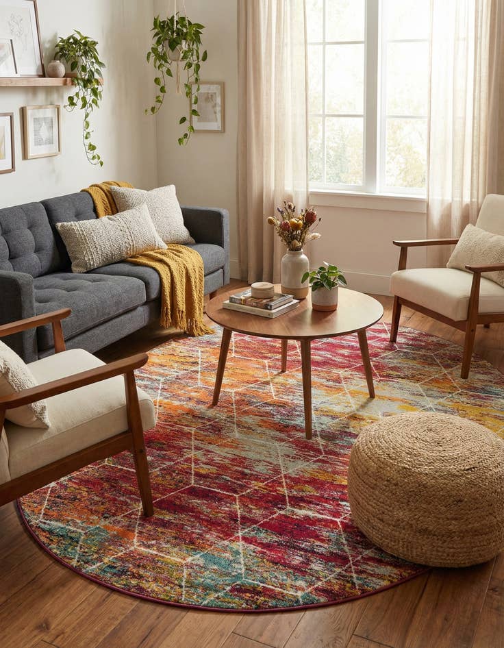 Detail image of  7' 10 x 10' Lattice Frieze Oval Rug