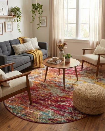  7' 10 x 10' Lattice Frieze Oval Rug