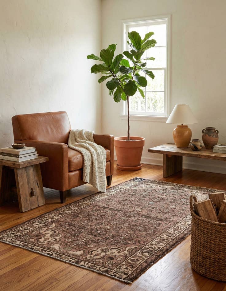 Detail image of 3' 7 x 6' 5  Hand Knotted Ultra Vintage Persian Wool Rug