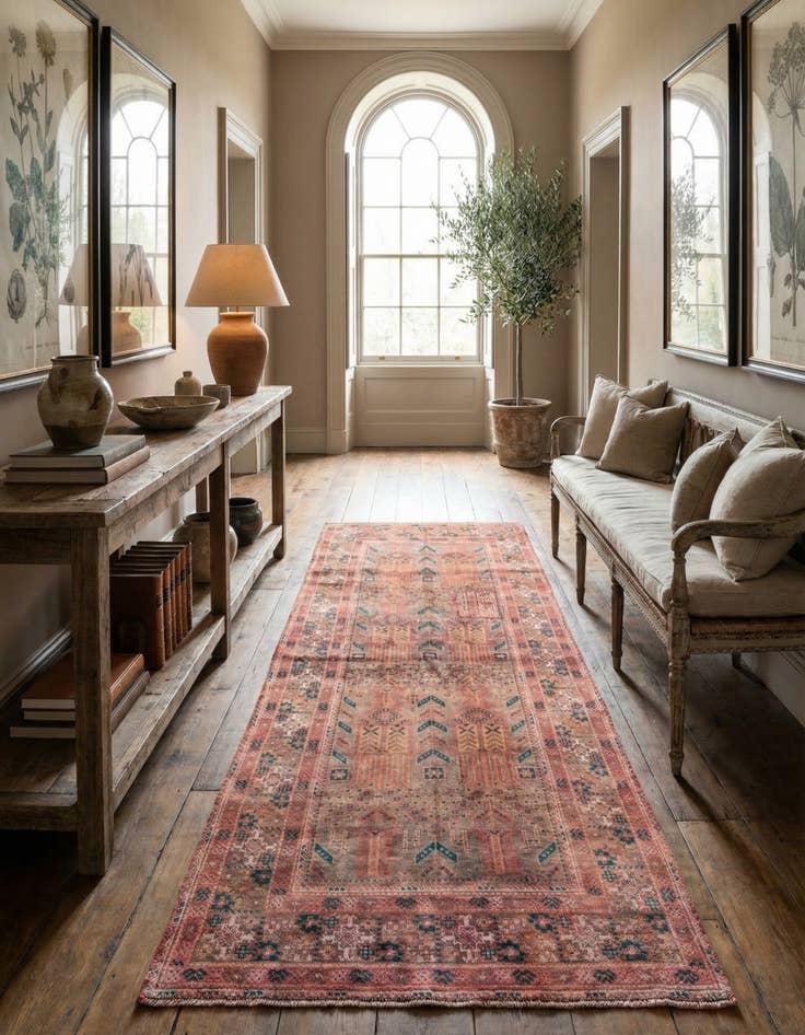 Detail image of 3' 6 x 8' 9  Hand Knotted Ultra Vintage Persian Wool Runner Rug