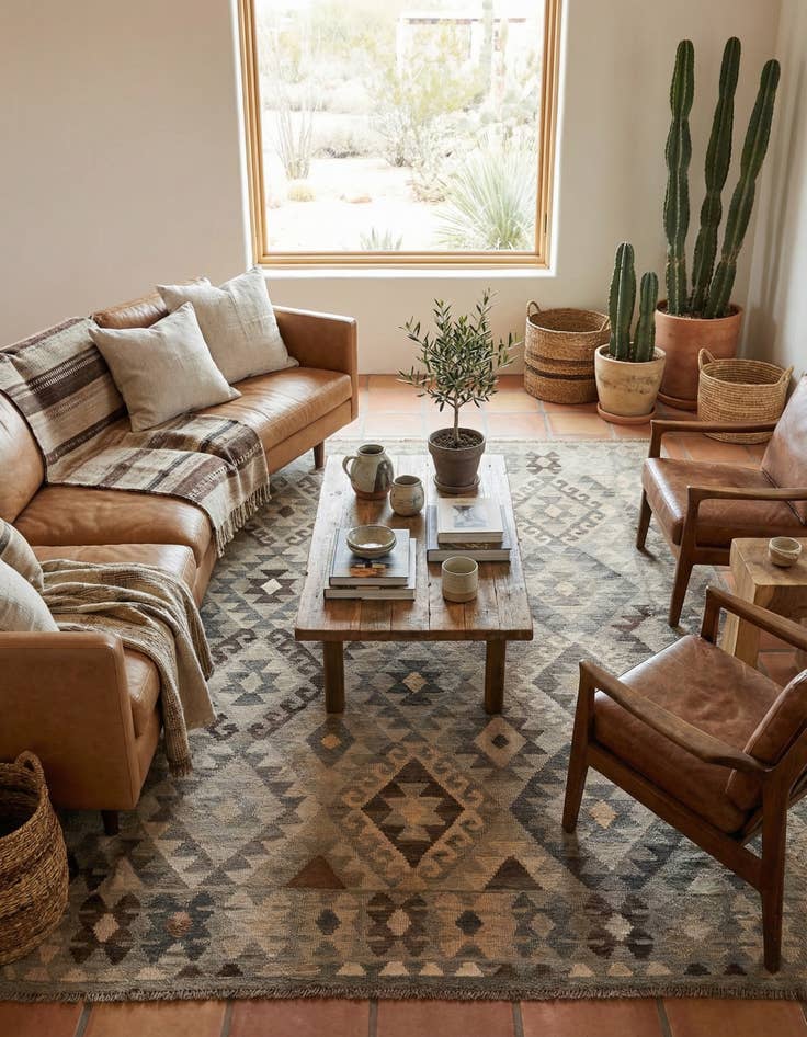 Detail image of 5' 7 x 7' 10 Hand Woven Kilim Maymana Wool Rug