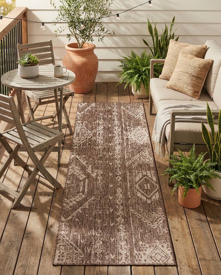 Detail image of 2' x 8' Easy-Clean Bohemian Indoor / Outdoor Runner Rug