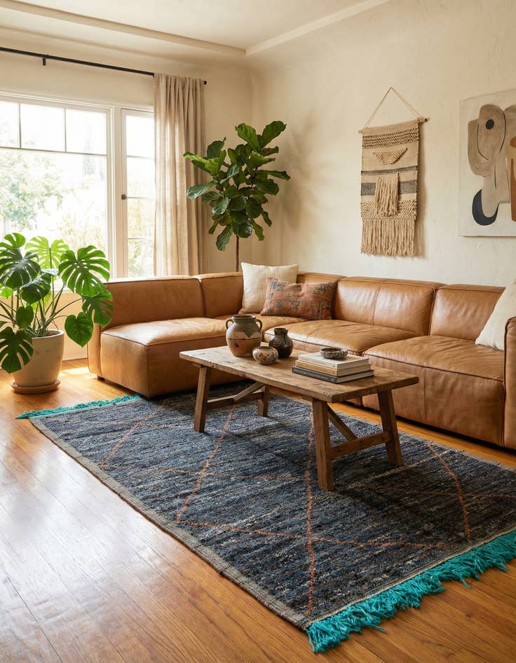 Detail image of 5' 3 x 8' 5  Hand Knotted Moroccan Wool Rug