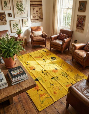 4' 5 x 6' Hand Woven Kilim Suzani Wool Rug