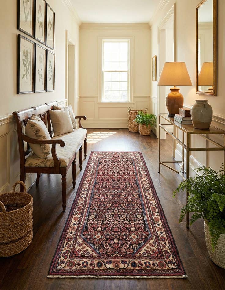 Detail image of 3' 10 x 10' 2  Hand Knotted Hossainabad Persian Wool Runner Rug