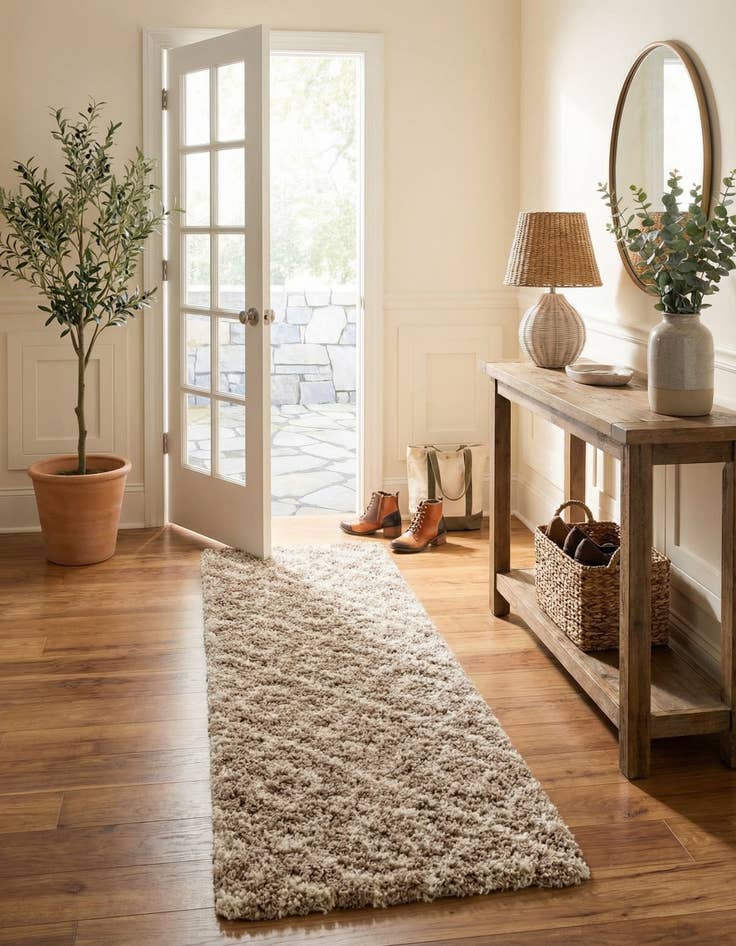 Detail image of  2' x 7' Lattice Shag Runner Rug