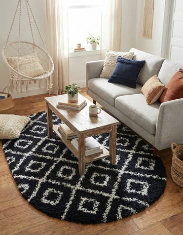 4' x 6' Lattice Shag Oval Rug