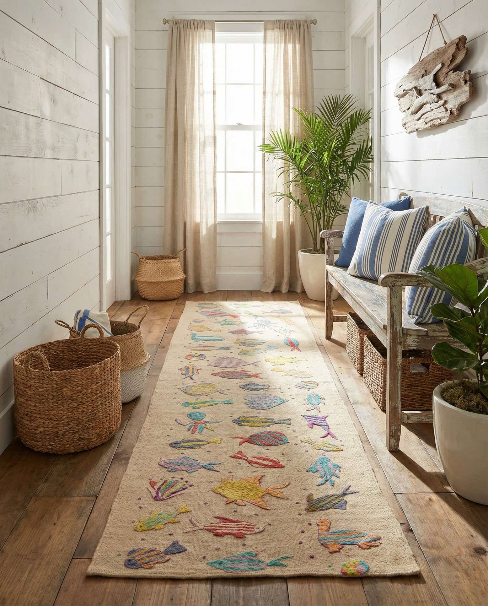 2' 4 x 9' Hand Woven Kilim Suzani Wool Runner Rug