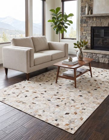 5' x 8' 1 Cowhide Leather Rug