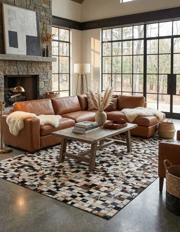 5' 1 x 8' Cowhide Leather Rug
