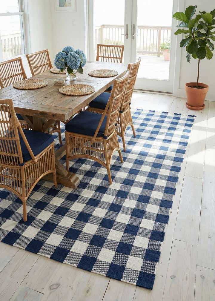 9' x 12' Easy-Clean Eco Plaid Washable Indoor / Outdoor Rug