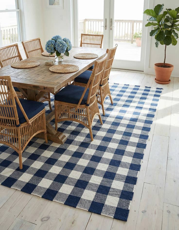 Detail image of 9' x 12' Easy-Clean Eco Plaid Washable Indoor / Outdoor Rug