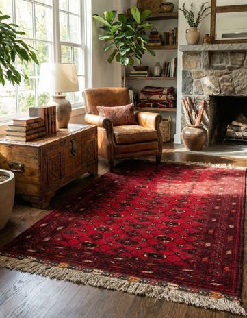 3' 6 x 6' 4 Hand Knotted Afghan Ersari Wool Rug