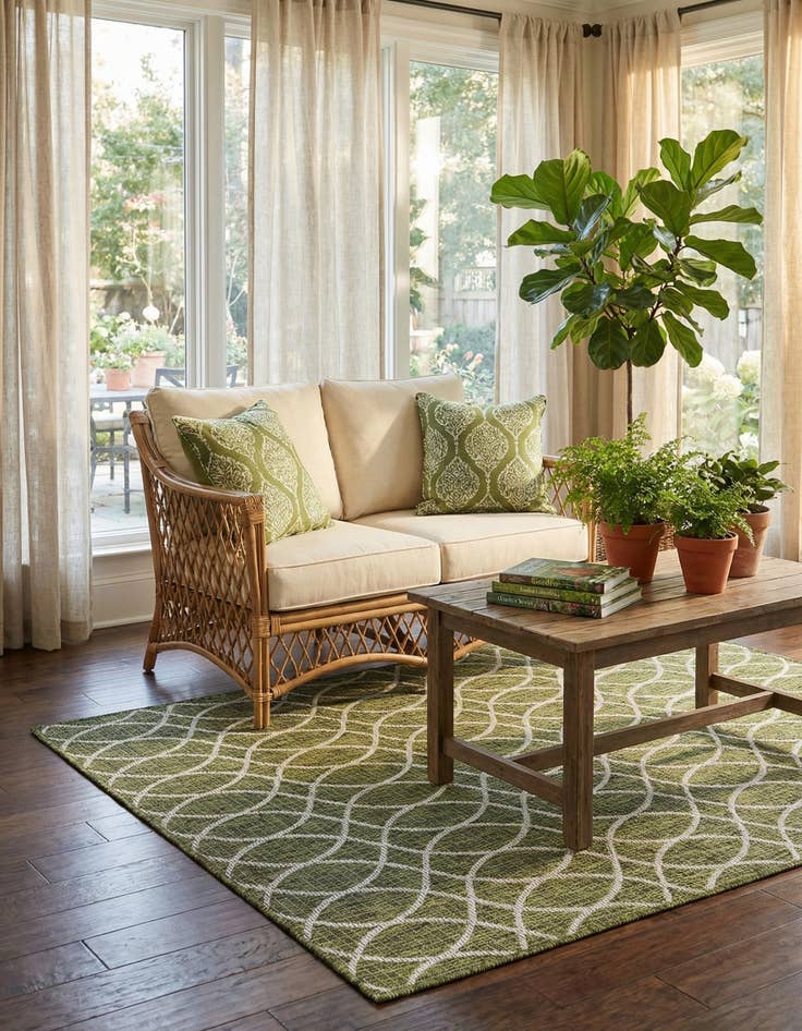 Detail image of  4' x 6'  Washable Lattice Indoor / Outdoor Rug