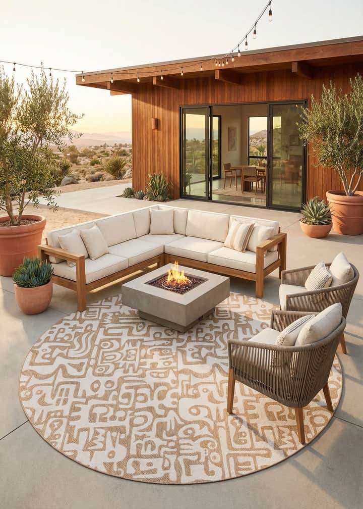 12' x 12' Easy-Clean Modern Indoor / Outdoor Round Rug