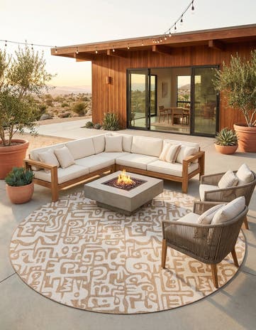 12' x 12' Easy-Clean Modern Indoor / Outdoor Round Rug