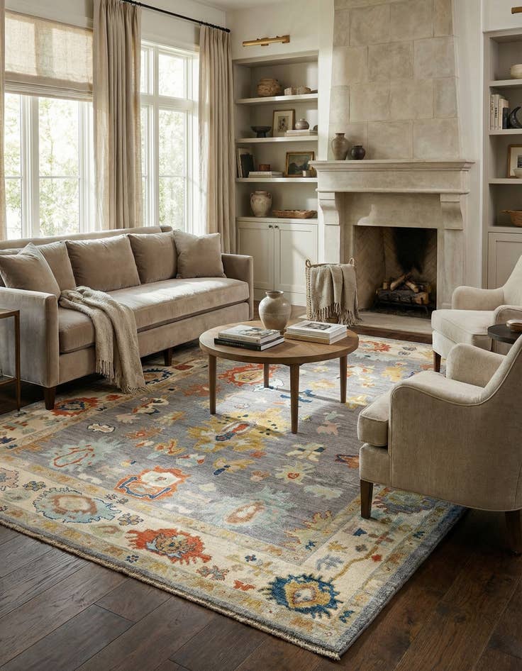 Detail image of 8' 2 x 10' 2  Hand Knotted Oushak Rug