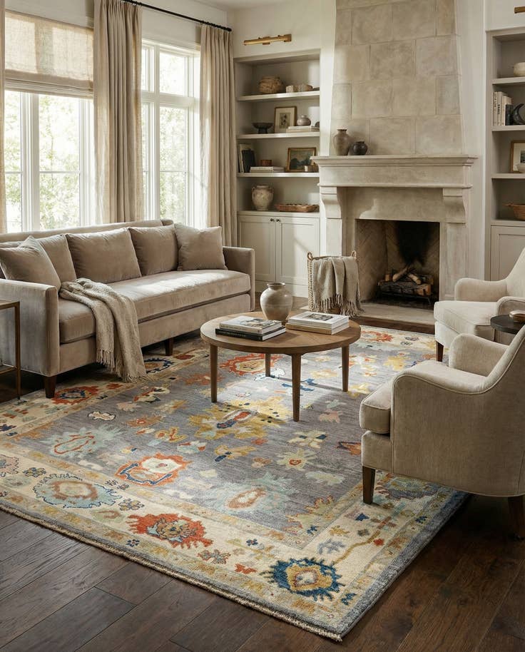 Detail image of 8' 2 x 10' 2 Hand Knotted Oushak Rug