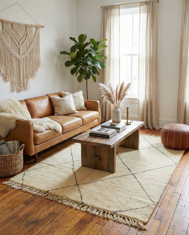 Detail image of 6' 3 x 9' 6 Hand Knotted Moroccan Wool Rug