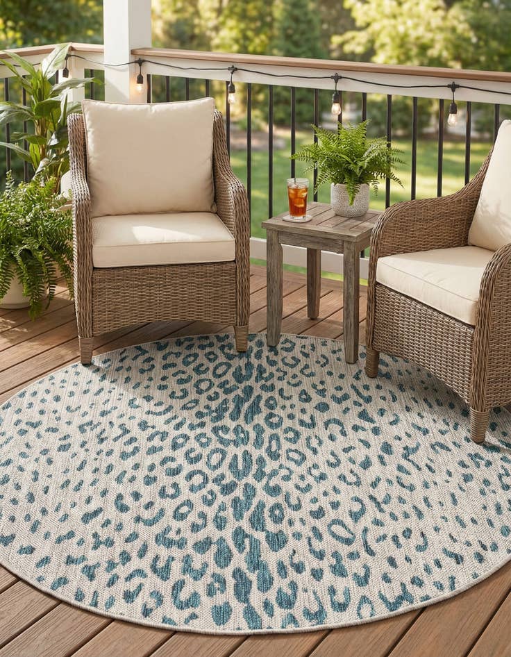 Detail image of  4' x 4'  Washable Safari Indoor / Outdoor Round Rug