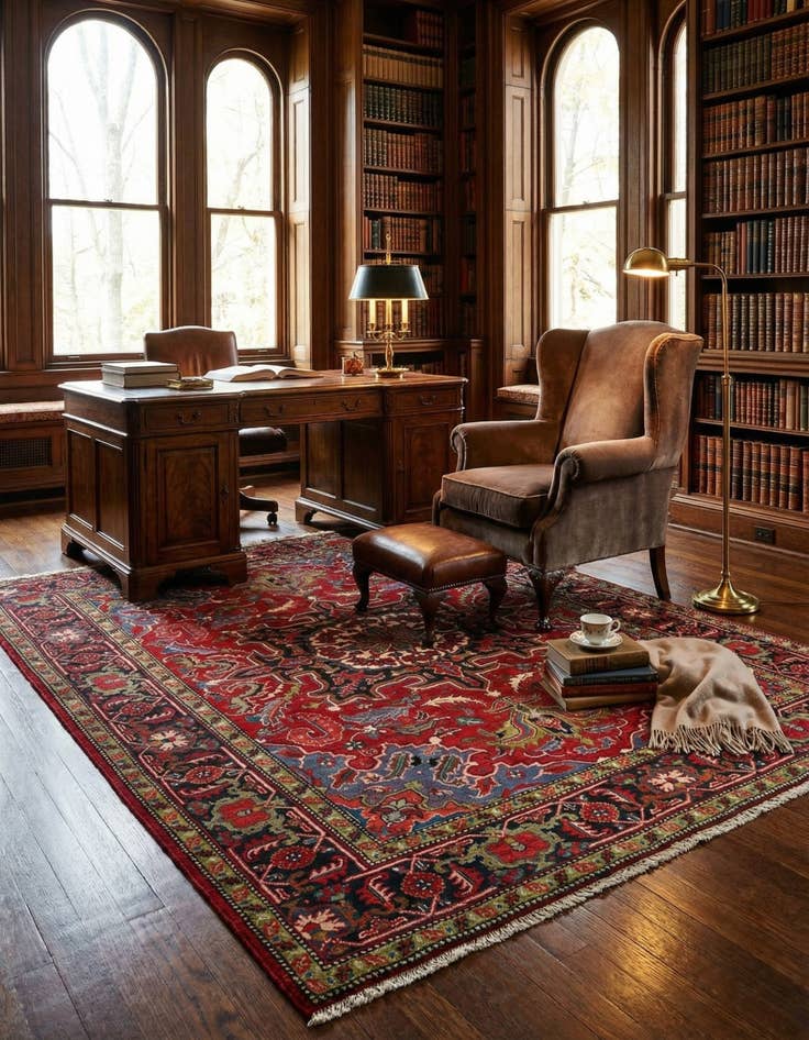 Detail image of 7' 9 x 10' 8 Heriz Wool Rug