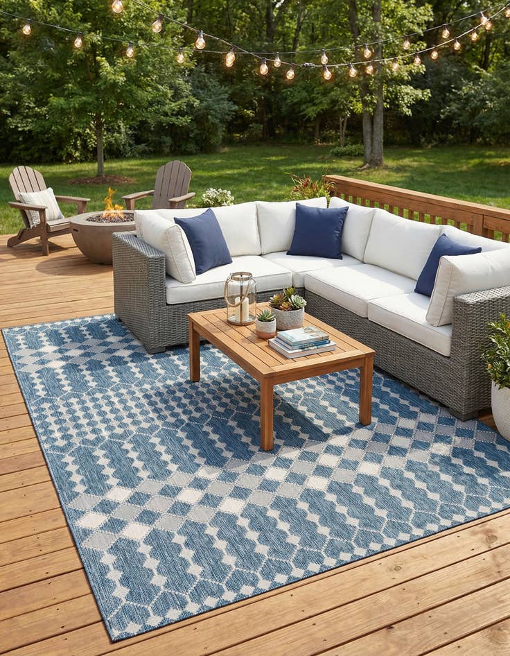 Detail image of  10' x 14'  Washable Lattice Indoor / Outdoor Rug