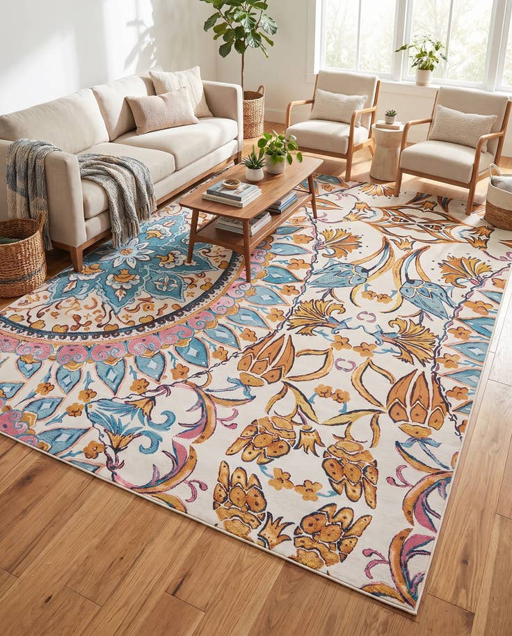 Detail image of 9' x 12' Easy-Clean Traditional Indoor / Outdoor Rug