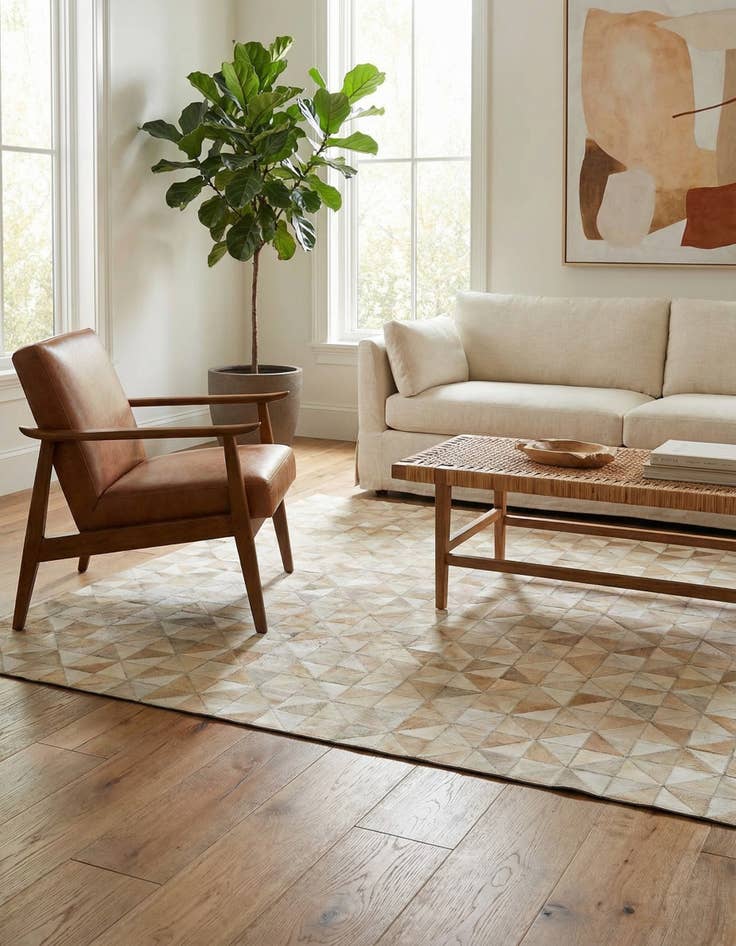 Detail image of 5' 1 x 8' 1 Cowhide Stocks Rug