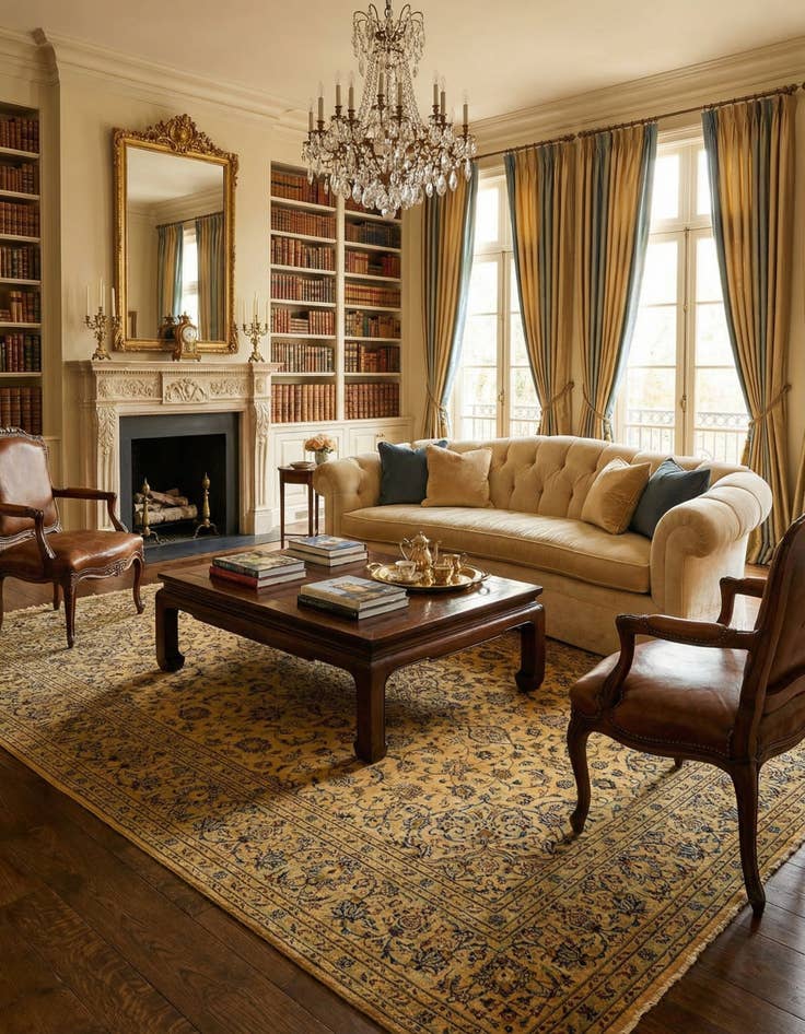 Detail image of 7' 10 x 11'  Hand Knotted Kashan Persian Wool Rug