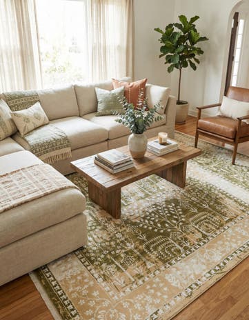 Green and Beige Nain Design Rug