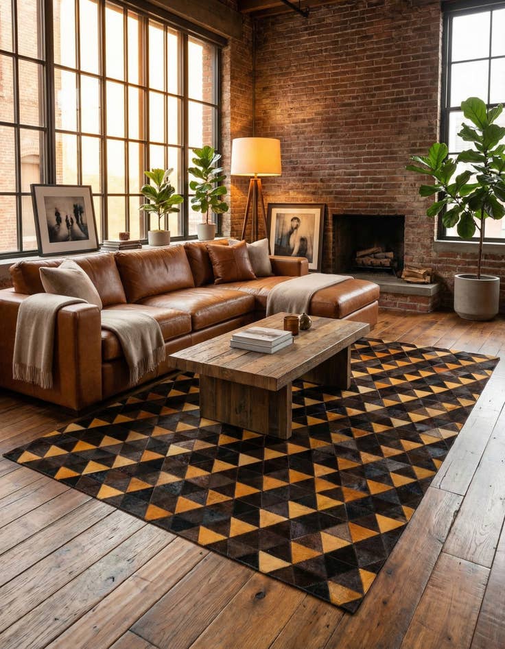 Detail image of 5' x 8' Cowhide Stocks Rug