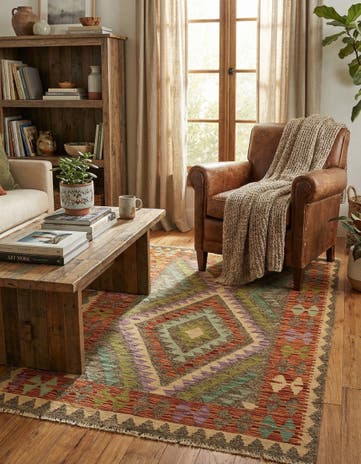 3' 6 x 5' Hand Woven Kilim Maymana Wool Rug