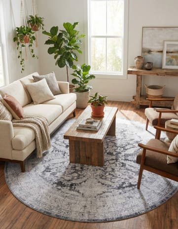 7' 7 x 7' 7 Washable Timeless Round Rug