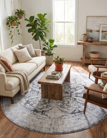 7' 7 x 7' 7 Washable Timeless Round Rug