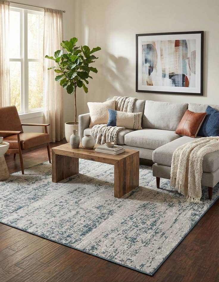 Detail image of  8' x 8'  Washable Modern Indoor / Outdoor Square Rug