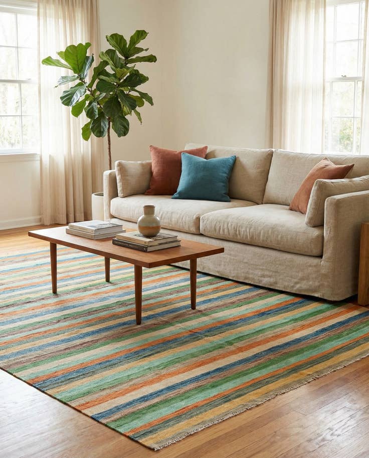 Detail image of 6' 7 x 9' 9 Hand Woven Kilim Modern Wool Rug