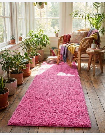 2' 7 x 13' Solid Shag Runner Rug
