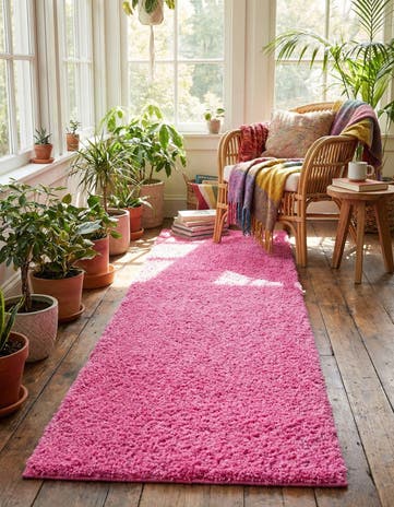 2' 7 x 13' Solid Shag Runner Rug