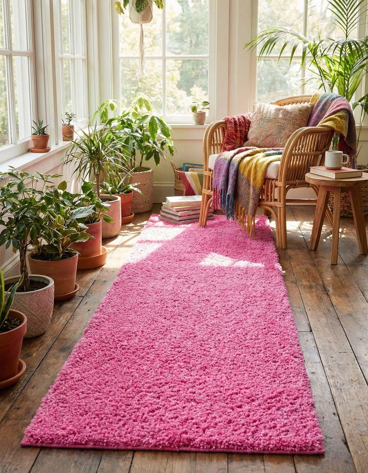 2' 7 x 13' Solid Shag Runner Rug