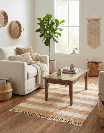 Beige Hand Woven Chindi Rag Rug