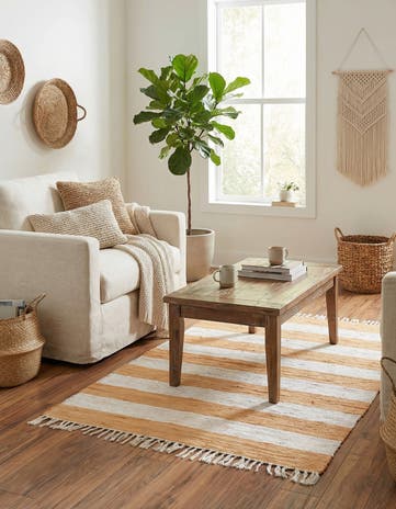 Beige Hand Woven Chindi Rag Rug
