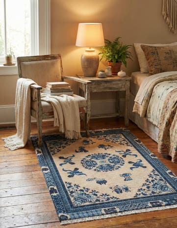 Ivory and Blue Boutique Rug
