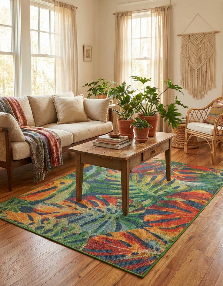 Detail image of  5' 3 x 8'  Washable Baja Indoor / Outdoor Rug